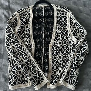 Black and White Crochet Sweater